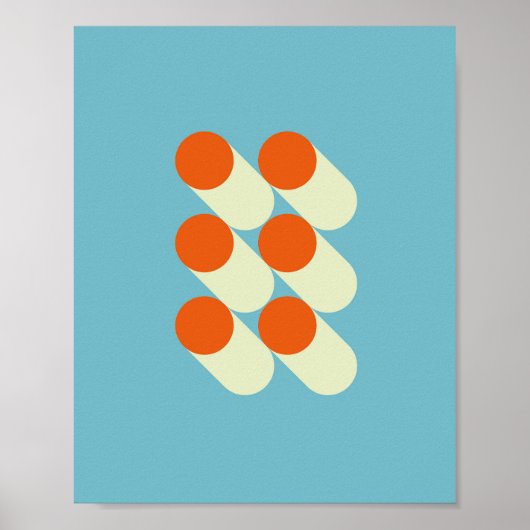 Retro Mid Century Geometric Dots ポスター (正面)