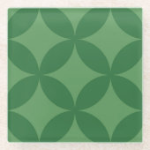 Retro Mid Century Green Geometric Christmas ガラスコースター (正面)