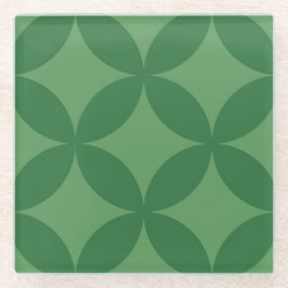 Retro Mid Century Green Geometric Christmas ガラスコースター