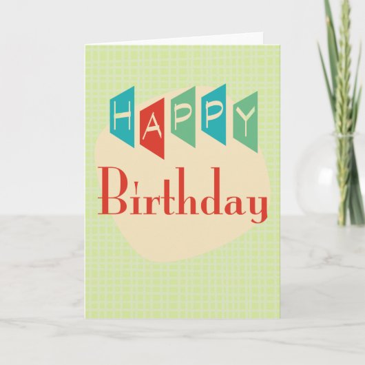 Retro Mid-Century Mod Birthday Card カード (正面)