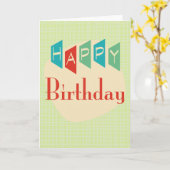 Retro Mid-Century Mod Birthday Card カード (黄色い花)