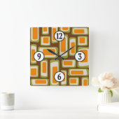 Retro Mid Century Modern Abstract スクエア壁時計 (ホーム)