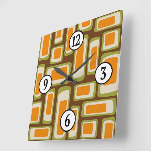Retro Mid Century Modern Abstract スクエア壁時計 (傾斜)
