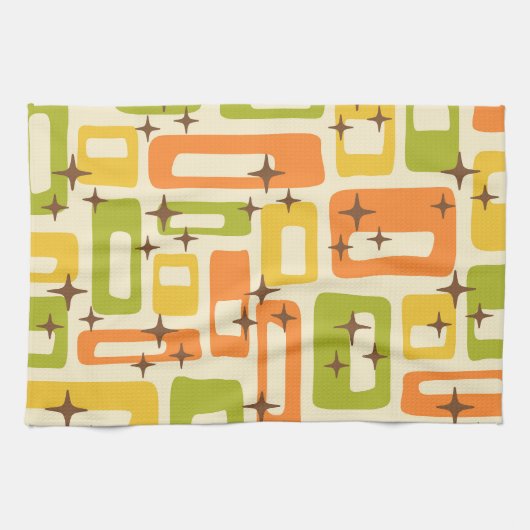 Retro Mid Century Modern Abstract Pattern キッチンタオル (横)