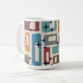 Retro Mid Century Modern Abstract Pattern コーヒーマグカップ (正面左)