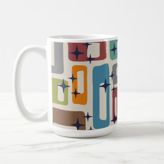 Retro Mid Century Modern Abstract Pattern コーヒーマグカップ (左)