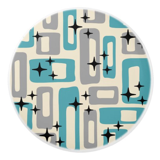 Retro Mid Century Modern Abstract Pattern セラミックノブ (正面)