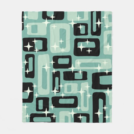 Retro Mid Century Modern Abstract Pattern フリースブランケット (正面)
