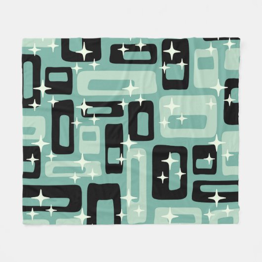 Retro Mid Century Modern Abstract Pattern フリースブランケット (正面(横))