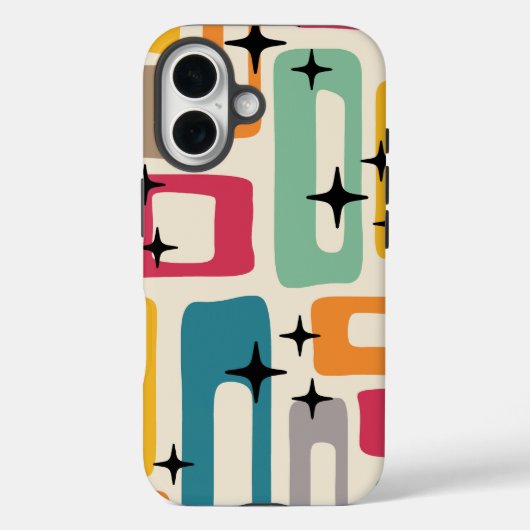 Retro Mid Century Modern Abstract Pattern Case-Mate iPhoneケース (裏面)