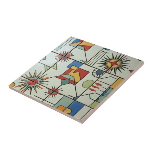 Retro Mid Century Modern Atomic Geometric Pattern タイル (側面)