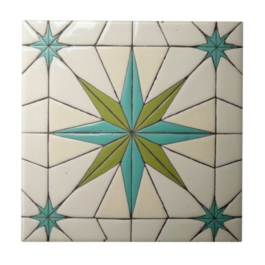 Retro Mid Century Modern Atomic Geometric Pattern タイル (正面)