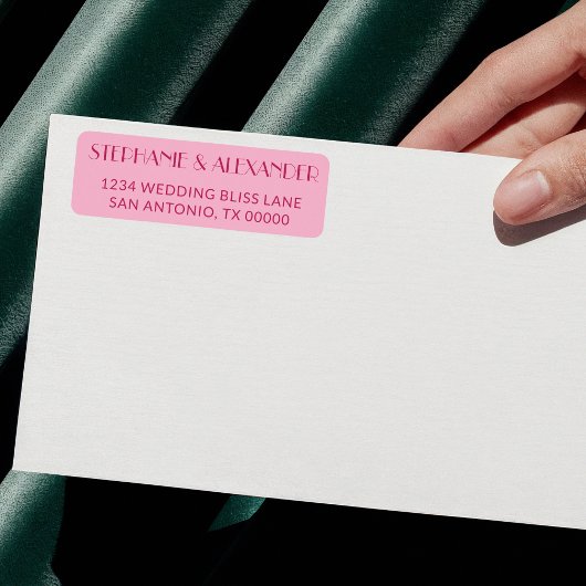 Retro Mid Century Modern Bold Pink Return Address ラベル