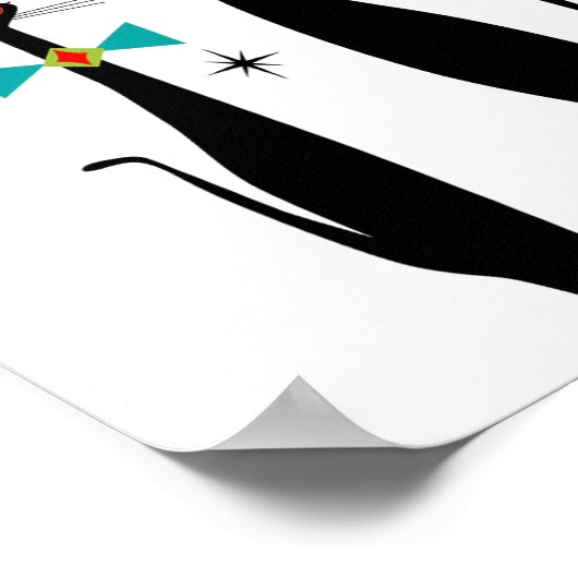 Retro Mid Century Modern Cool Cat Christmas  ポスター (角)