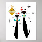 Retro Mid Century Modern Cool Cat Christmas  ポスター (正面)