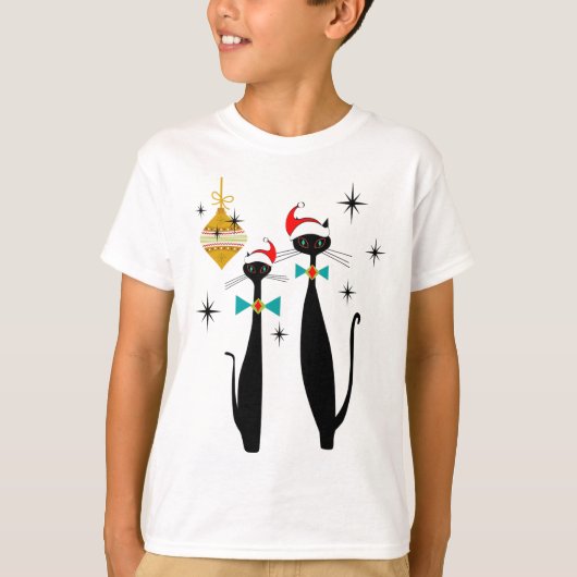 Retro Mid Century Modern Cool Cat Christmas  Tシャツ (正面)