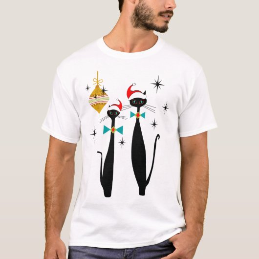 Retro Mid Century Modern Cool Cat Christmas  Tシャツ (正面)