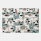 Retro Mid Century Modern Cosmic Abstract Pattern キッチンタオル (横)