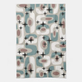 Retro Mid Century Modern Cosmic Abstract Pattern キッチンタオル (縦)