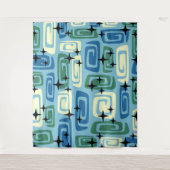 Retro Mid Century Modern Cosmic Abstract Pattern タペストリー (正面)