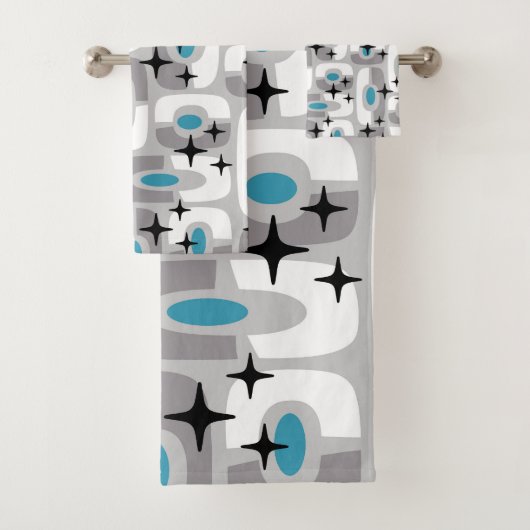 Retro Mid Century Modern Cosmic Abstract Pattern バスタオルセット (インサイチュ)