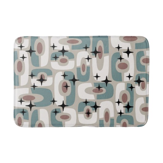 Retro Mid Century Modern Cosmic Abstract Pattern バスマット (正面)