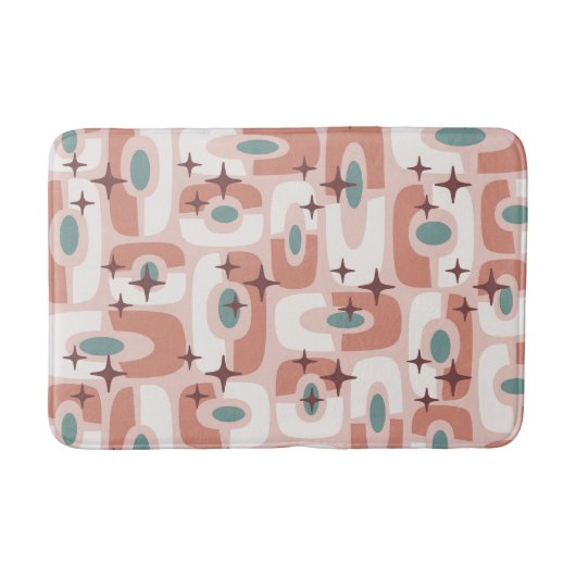 Retro Mid Century Modern Cosmic Abstract Pattern バスマット (正面)