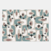 Retro Mid Century Modern Cosmic Abstract Pattern ラッピングペーパーシート (正面2)