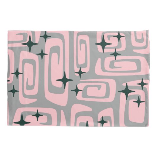 Retro Mid Century Modern Cosmic Abstract Pattern 枕カバー (裏面-左)