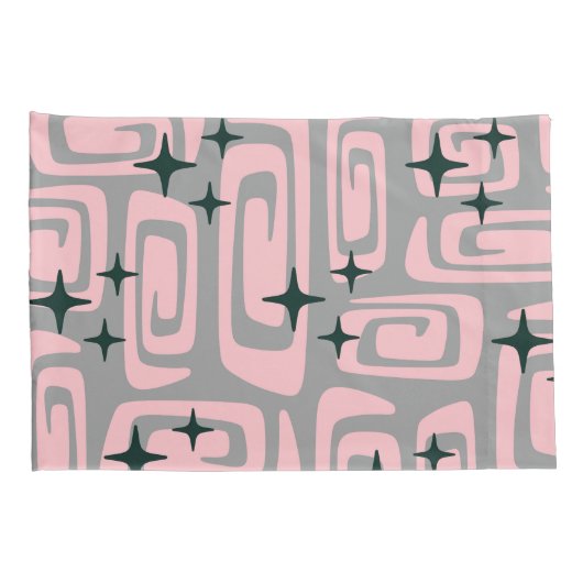 Retro Mid Century Modern Cosmic Abstract Pattern 枕カバー (裏面-右)