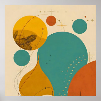 Retro Mid Century Modern Geometric Abstract Design ポスター