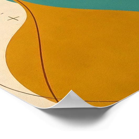 Retro Mid Century Modern Geometric Abstract Design ポスター (角)