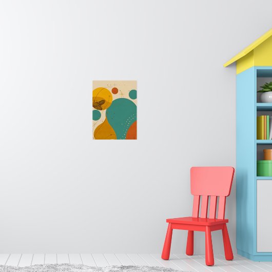 Retro Mid Century Modern Geometric Abstract Design ポスター (子ども部屋1)