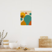 Retro Mid Century Modern Geometric Abstract Design ポスター (キッチン)