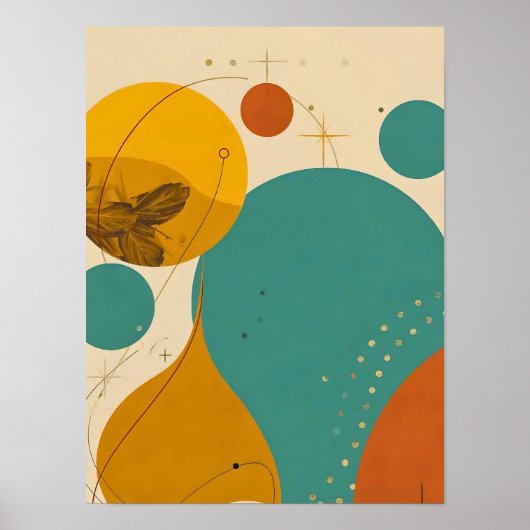 Retro Mid Century Modern Geometric Abstract Design ポスター (正面)