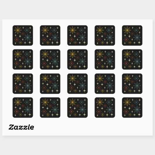 Retro Mid Century Modern Starburst Pattern スクエアシール (シート)