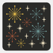Retro Mid Century Modern Starburst Pattern スクエアシール (正面)
