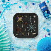 Retro Mid Century Modern Starburst Pattern ペーパープレート (パーティー)