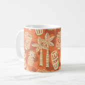 Retro Mid Century Modern Tiki Pattern コーヒーマグカップ (正面左)