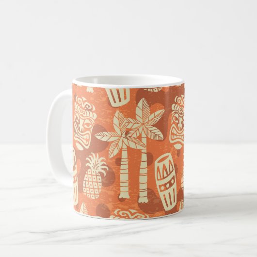 Retro Mid Century Modern Tiki Pattern コーヒーマグカップ (正面左)