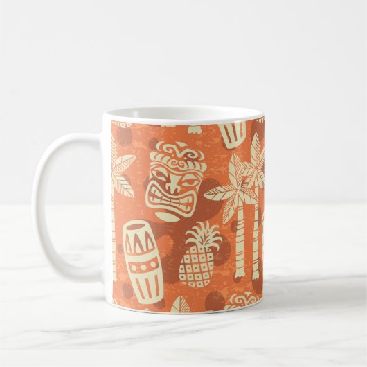 Retro Mid Century Modern Tiki Pattern コーヒーマグカップ (左)