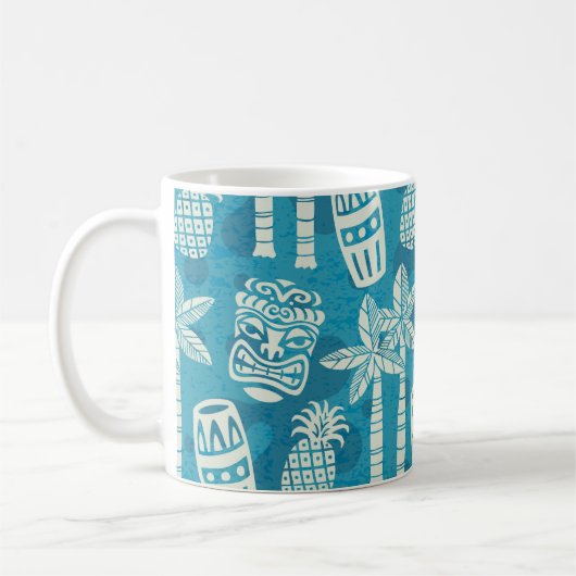Retro Mid Century Modern Tiki Pattern コーヒーマグカップ (左)