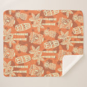 Retro Mid Century Modern Tiki Pattern シェルパブランケット (正面(横))