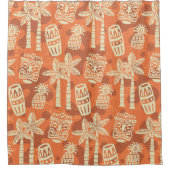 Retro Mid Century Modern Tiki Pattern シャワーカーテン (正面)