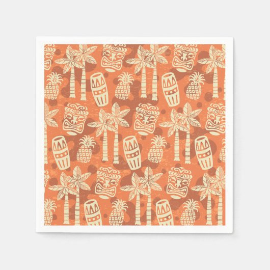 Retro Mid Century Modern Tiki Pattern スタンダードカクテルナプキン (正面)