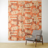 Retro Mid Century Modern Tiki Pattern タペストリー (インサイチュ)