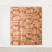 Retro Mid Century Modern Tiki Pattern タペストリー (正面)