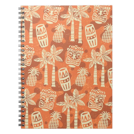 Retro Mid Century Modern Tiki Pattern ノートブック (正面)