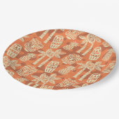 Retro Mid Century Modern Tiki Pattern ペーパープレート (アングル)
