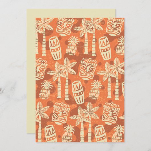 Retro Mid Century Modern Tiki Pattern 招待状 (正面/裏面)